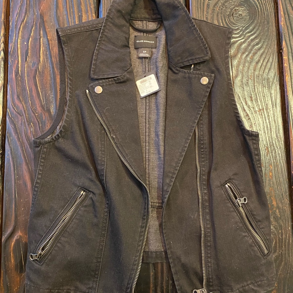 Club Monaco distressed denim vest. NWT